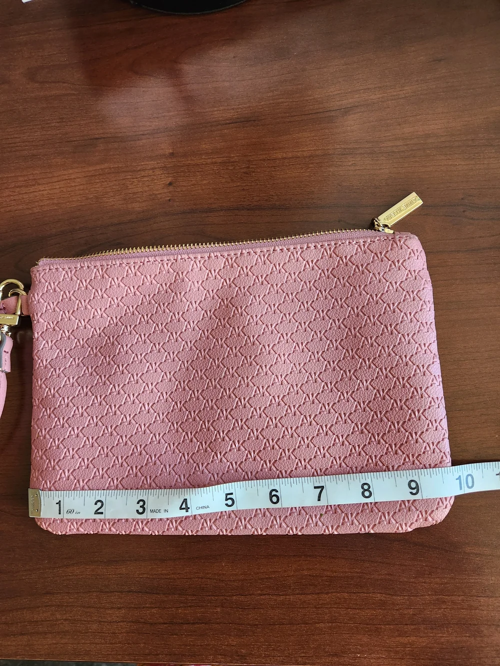 Anne Klein Pink Monogram Wristlet Pouch Clutch